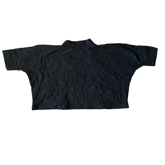 Kozan Amaya Top Pull Over Boxy Crop Top Textured Scrunched Fabric Black Size Sm - Picture 10 of 14
